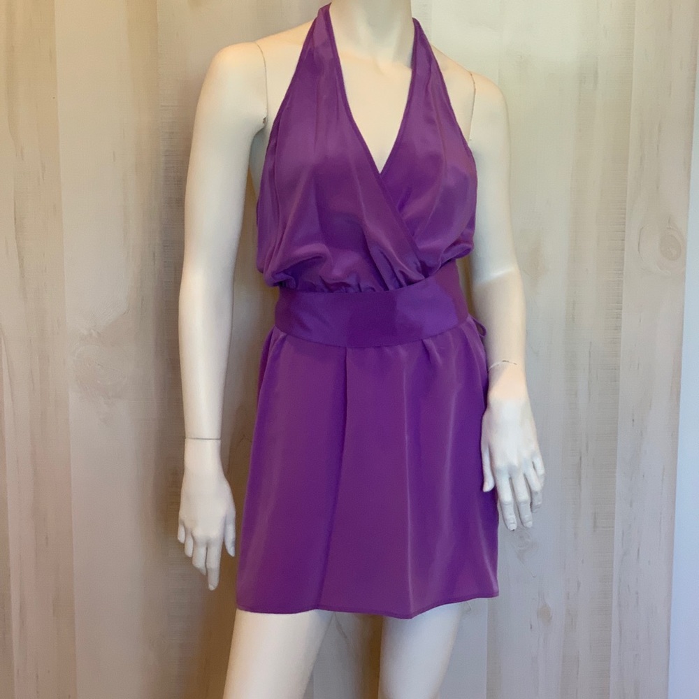 Rory Beca purple silk mini dress small
